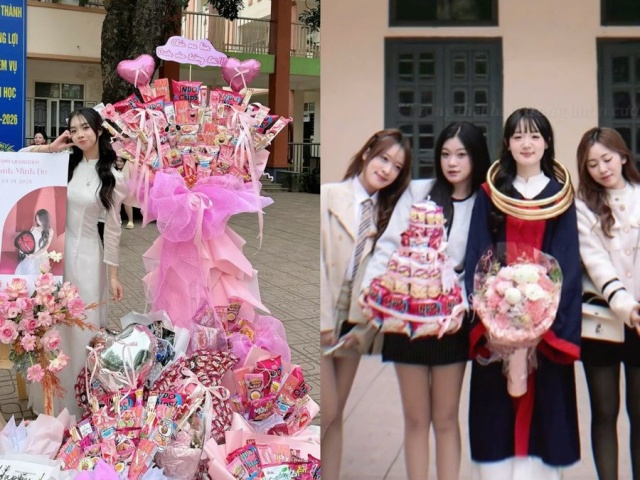 'Độc lạ' như gen Z, bê tráp chúc mừng bạn trong ngày chụp kỷ yếu