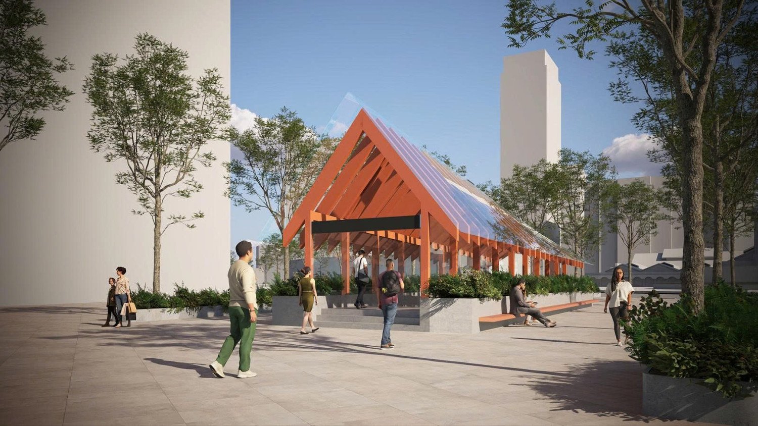 Một số phương án thiết kế các lối lên xuống nhà ga ngầm của tuyến.