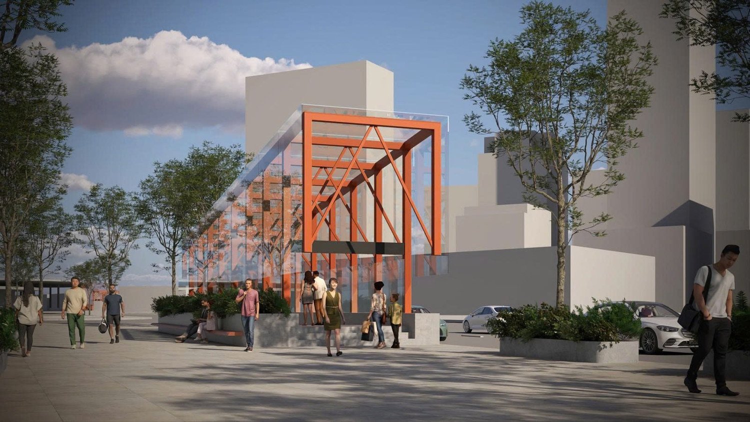 Một số phương án thiết kế các lối lên xuống nhà ga ngầm của tuyến.