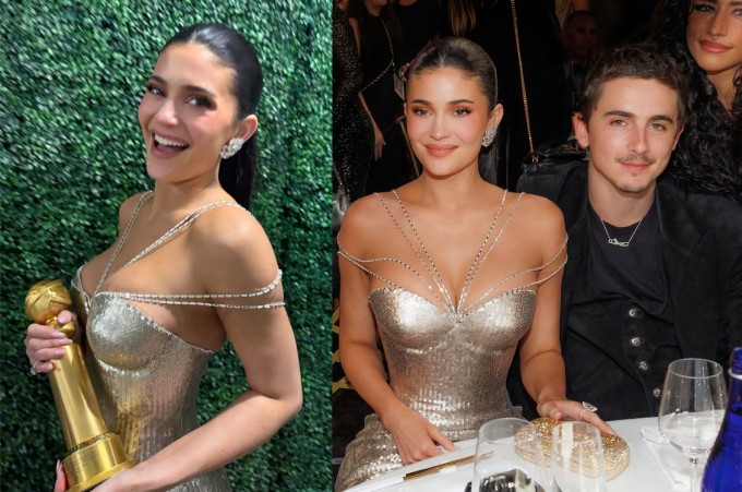 Kylie Jenner mừng chiến thắng Quả cầu vàng đầu tiên của bạn trai. Ảnh: Instagram, Penske Media