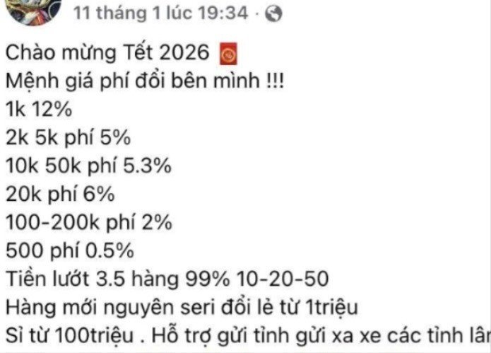 Phí đổi tiền lẻ tăng mạnh so với năm ngoái trên mạng xã hội.