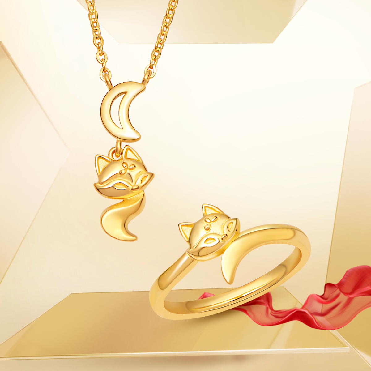 Bộ trang sức mang hình tượng Foxie biểu trưng cho vẻ đẹp cuốn hút của sự thông minh và duyên dáng. Ảnh: PNJ