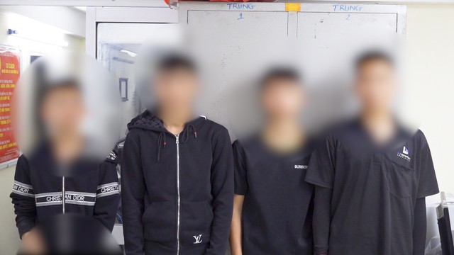 Nhóm đối tượng tại cơ quan công an. Ảnh: CAKH