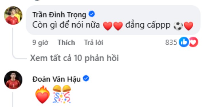 Văn Hậu và Đình Trọng - những người hùng ở U23 châu Á 2018 - gửi lời chúc mừng tới các đàn em