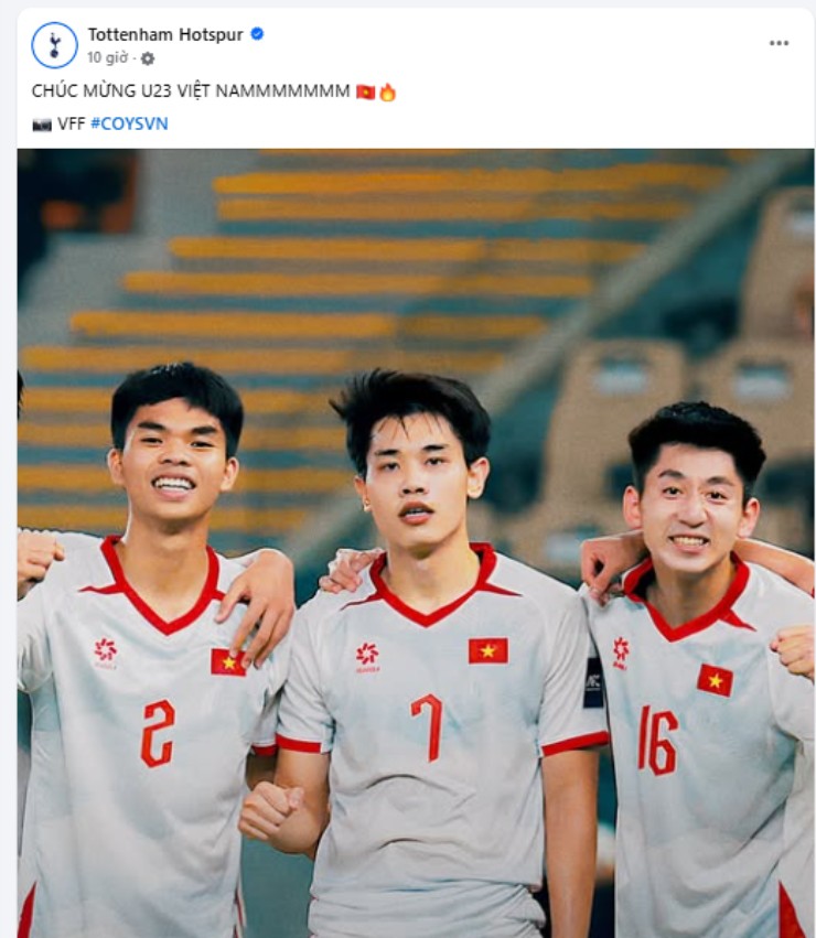 Tottenham cũng không đứng ngoài "cơn sốt" U23 Việt Nam