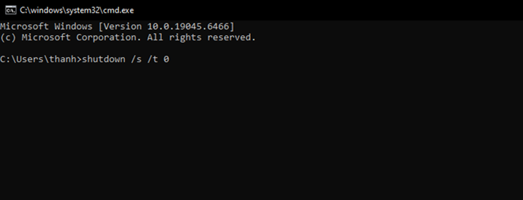 Sử dụng lệnh trên CMD để tắt máy.