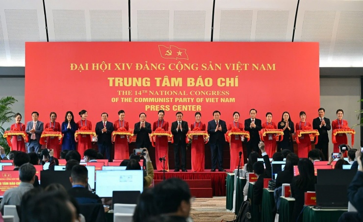 Trung tâm báo chí Đại hội 14 được khai trương ngày 14/1. Ảnh: Phạm Hải &nbsp;