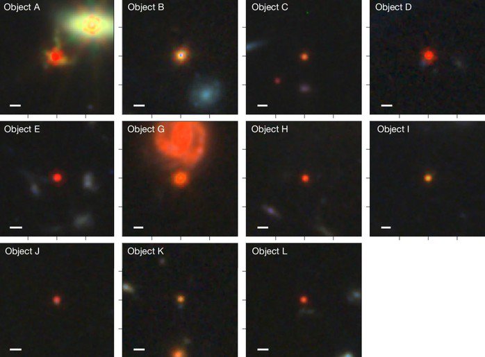 Những chấm đỏ nhỏ là "quái vật" từ vũ trụ sơ khai - Ảnh: NASA/ESA/CSA
