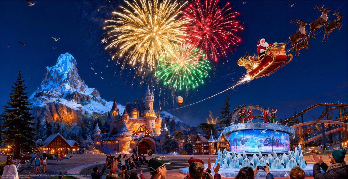 Thế giới băng tuyết lung linh với ngọn núi tuyết 68m cao nhất thế giới tại “kỳ quan giải trí” VinWonders 122ha trong lòng Vịnh Tiên (Ảnh phối cảnh)