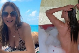 Minh tinh 60 tuổi Elizabeth Hurley khoe dáng gợi cảm ở Maldives