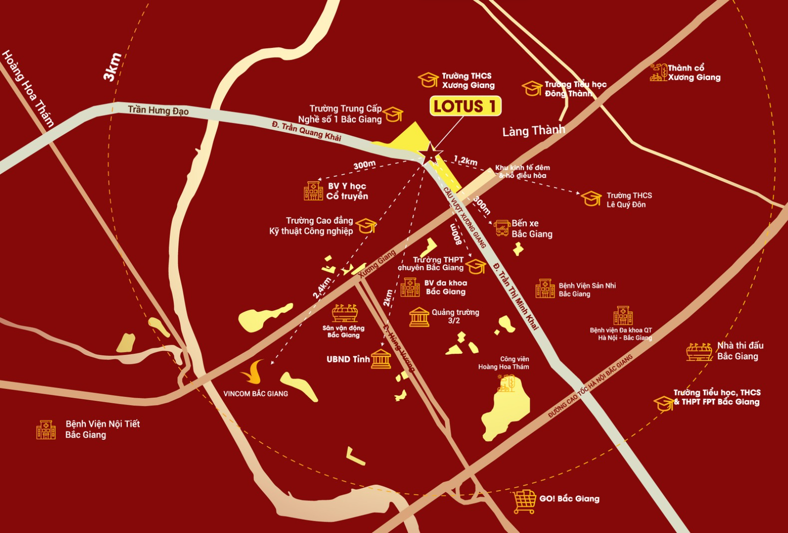 Tòa căn hộ Lotus 1 sở hữu vị trí trung tâm bậc nhất P. Bắc Giang