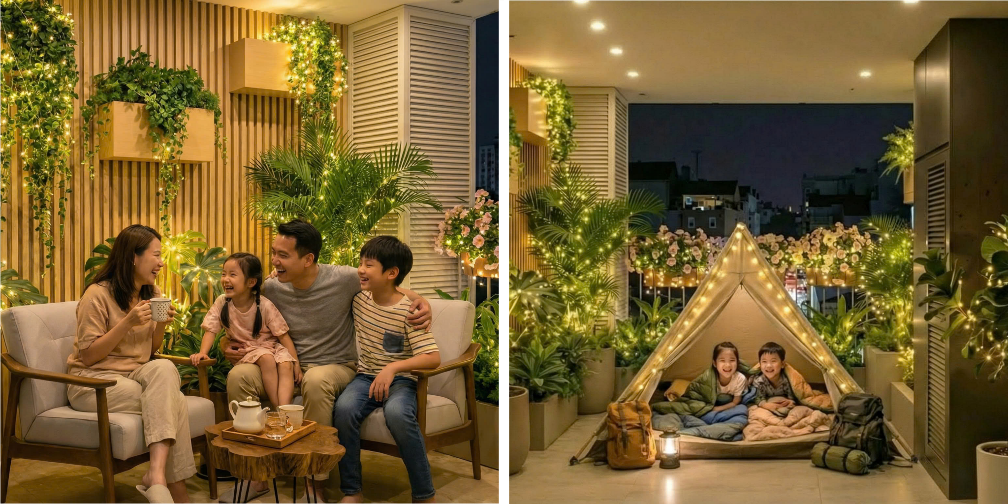 Thảnh thơi thư giãn tại logia siêu rộng của căn hộ Lotus 1