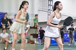 Hot girl “vén váy” cùng dàn hoa hậu nóng bỏng "đại náo" giải pickleball của Lý Hoàng Nam