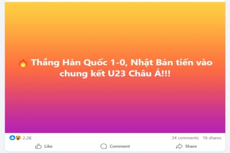 Cảm xúc đa chiều của dân mạng Việt Nam khi U23 Nhật Bản thắng U23 Hàn Quốc
