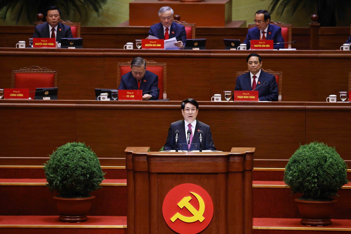 Chủ tịch nước Lương Cường đọc diễn văn khai mạc. Ảnh:&nbsp;TTXVN