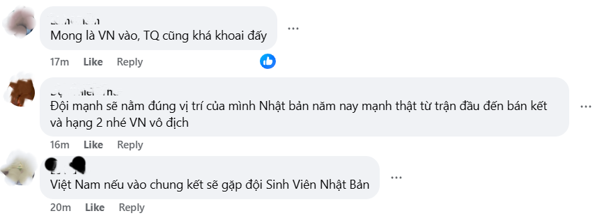 Bình luận mong chờ U23 Việt Nam cũng sẽ vào chung kết để gặp U23 Nhật Bản, và tự tin Việt Nam vô địch.