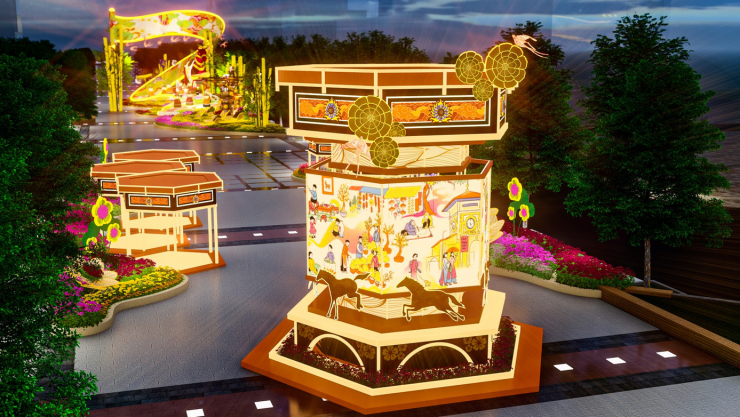 Ở phiên bản ban đêm, khu vực Rực rỡ miền ký ức gây ấn tượng với điểm nhấn là chiếc đèn kéo quân cao hơn 6 m, đường kính 6,4 m.