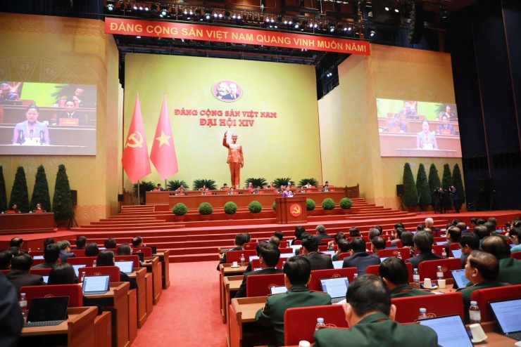 Quang cảnh phiên tham luận tại Đại hội XIV của Đảng, sáng 21/1. Ảnh: Thành An