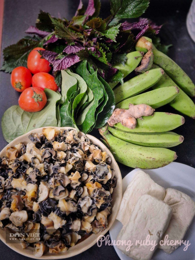 Nguyên liệu nấu món ốc chuối đậu