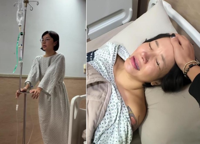 Lương Vân Phi sau ca phẫu thuật cắt bỏ tử cung. Ảnh: Weibo