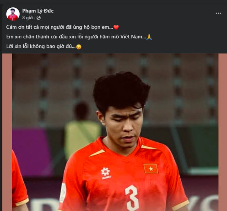 Trung vệ sinh năm 2003 gửi lời xin lỗi trên trang cá nhân