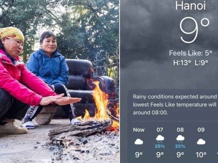 Nhiệt độ cảm nhận ở Hà Nội xuống mức 5 độ C trên iPhone: Sự thật là thế nào?