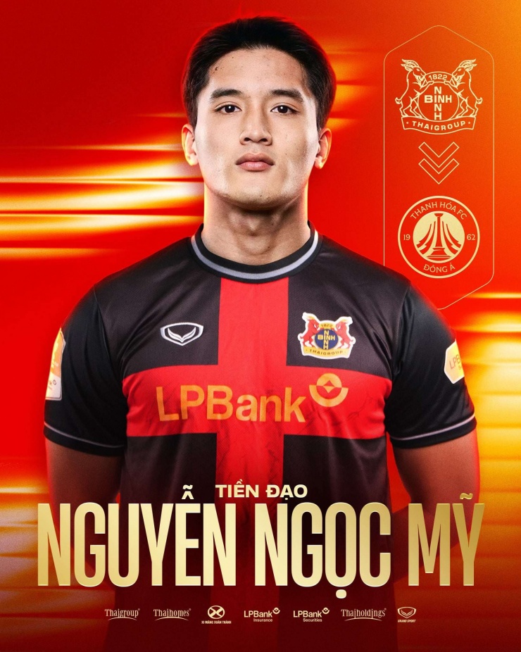 Ninh Bình FC cho Đông Á Thanh Hóa mượn Nguyễn Ngọc Mỹ đến hết mùa giải 2025/2026. Ảnh: Ninh Bình FC.