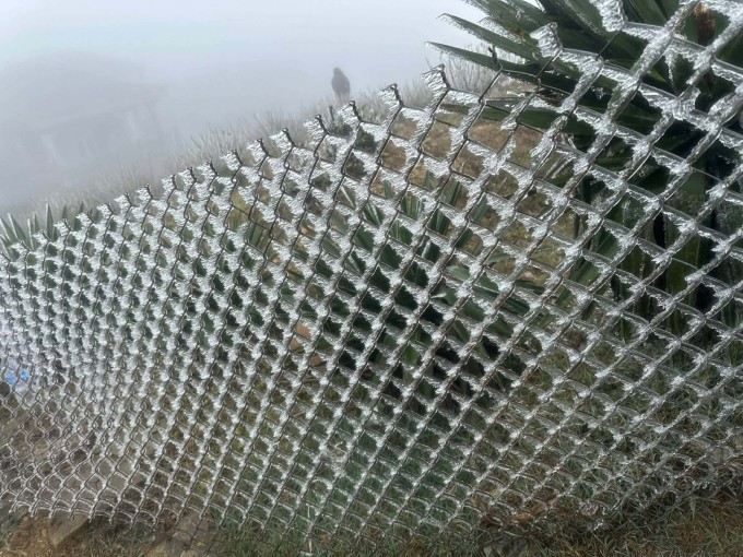 Băng giá tại Mẫu Sơn sáng 22/1. Ảnh: Na Na