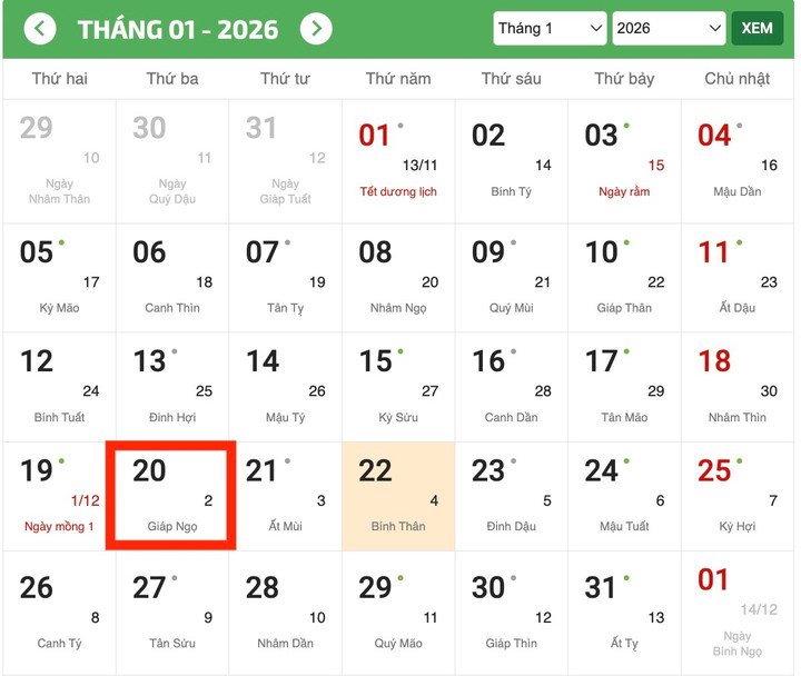 Tiết Đại Hàn sẽ bắt đầu từ thứ Ba, ngày 20/1/2026 dương lịch. (Ảnh: Chụp màn hình)