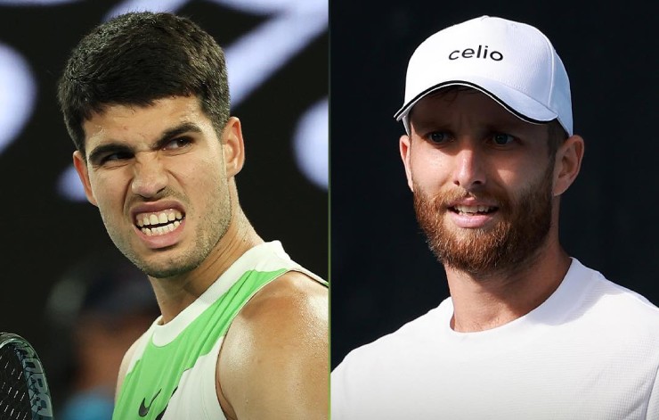 Alcaraz (bên trái) được dự báo không gặp nhiều khó khăn trước Moutet (bên phải)