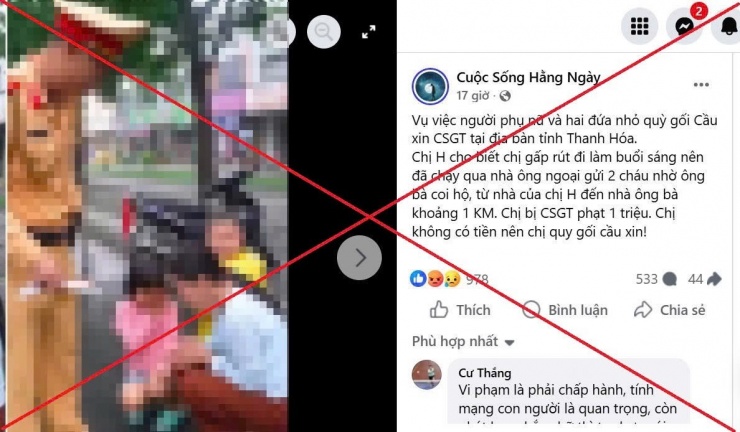Ảnh chụp màn hình tài khoản facebook "Cuộc sống hằng ngày" có hình ảnh và nội dung bịa đặt, vu khống lực lượng CSGT Thanh Hoá.