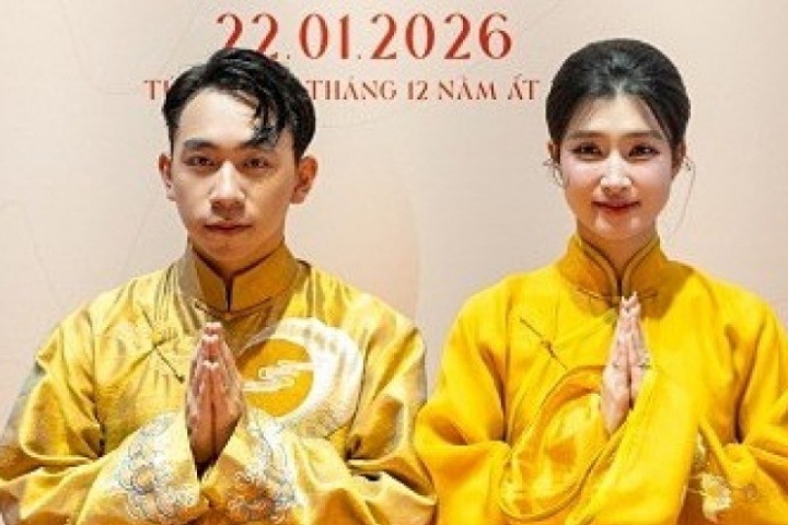 Màu vàng 'phong thủy' trong trang phục cưới nhà tỷ phú Phạm Nhật Vượng