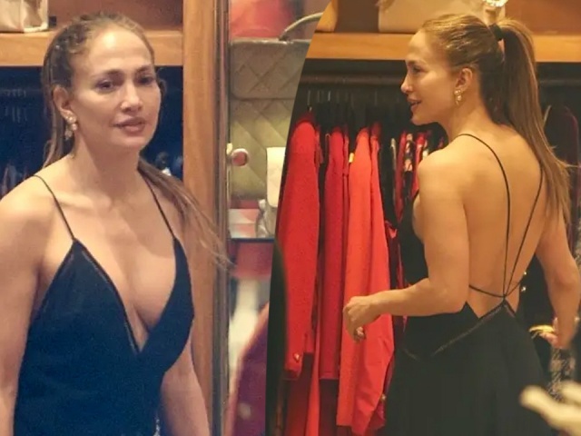 Jennifer Lopez diện váy xẻ sâu đi mua sắm