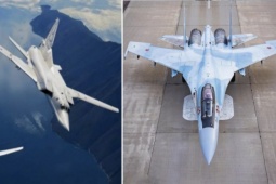Tiêm kích Su-35 Nga hộ tống máy bay ném bom Tu-22M3 mang tên lửa siêu vượt âm áp sát NATO