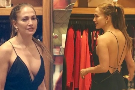 Jennifer Lopez diện váy xẻ sâu đi mua sắm