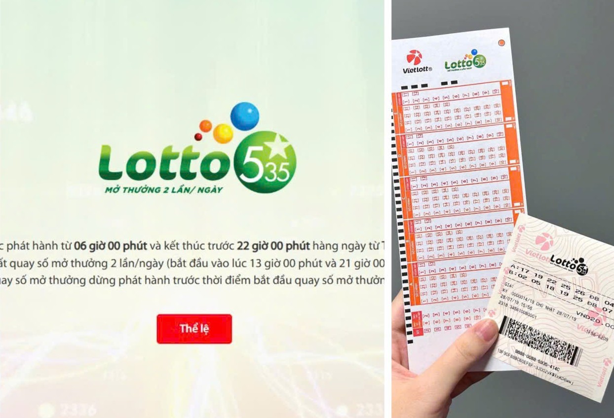 Vé số Lotto 5/35 mở thưởng 13h và 21h mỗi ngày.