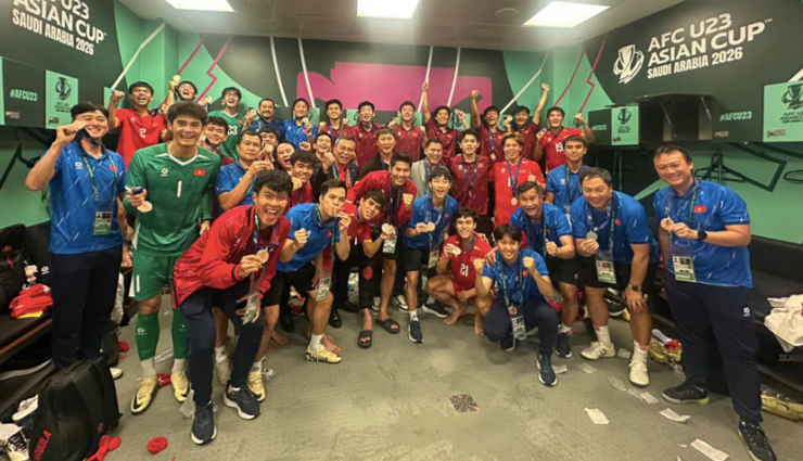 U23 Việt Nam ăn mừng tấm huy chương đồng giải châu Á