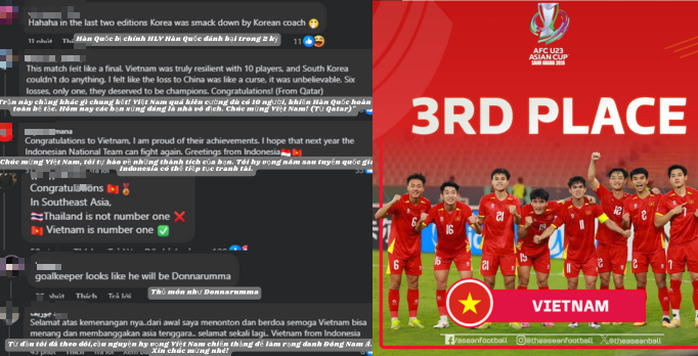 Một NHM Indonesia khác bày tỏ: "Chúc mừng Việt Nam, tôi tự hào về những thành tích của bạn. Tôi hy vọng năm sau tuyển quốc gia Indonesia có thể tiếp tục tranh tài".