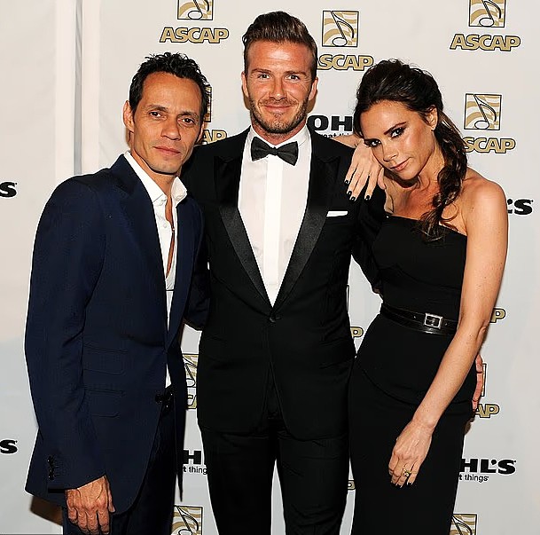 Marc Anthony là bạn thân vợ chồng Beckham. Ảnh: Picture Group