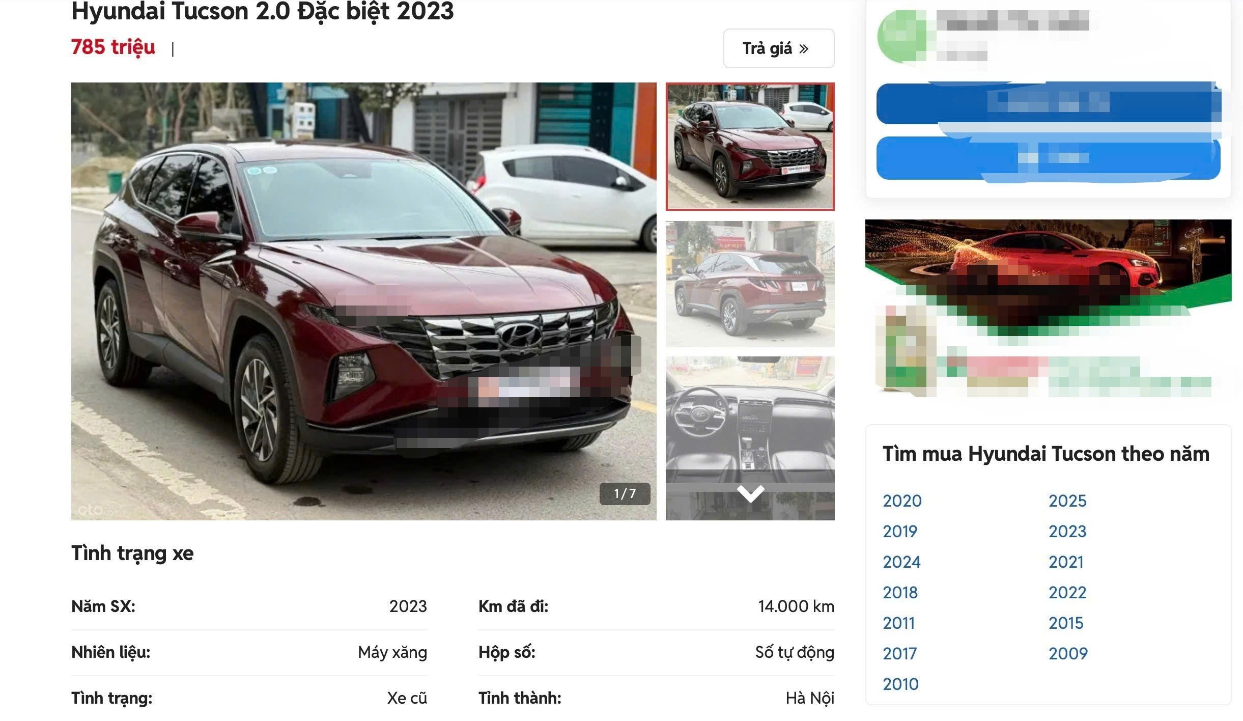 Tin rao bán xe. (Ảnh chụp màn hình)