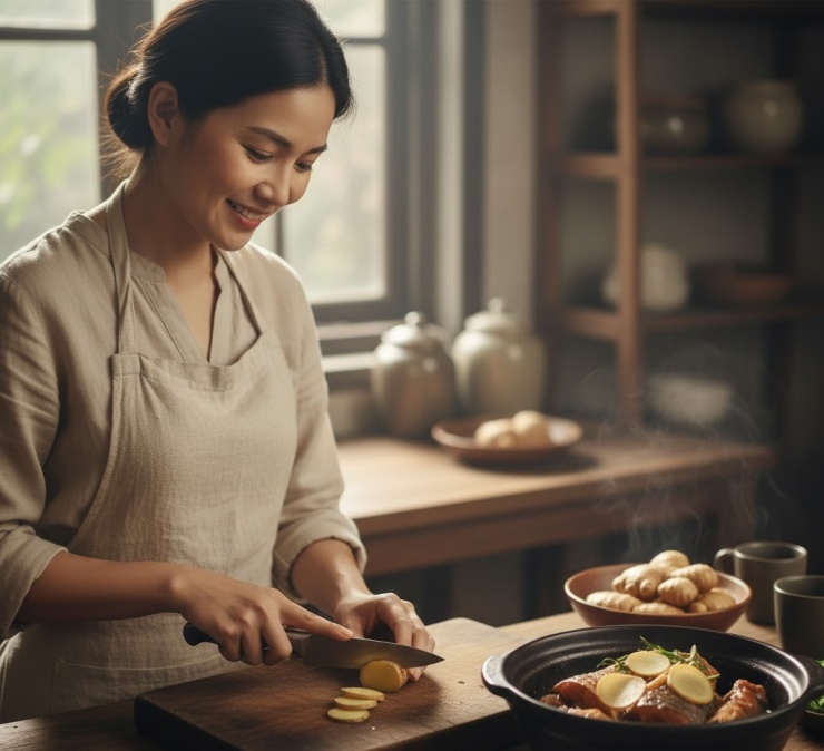 Gừng là vị thuốc tự nhiên nên có trong bữa cơm mùa đông.