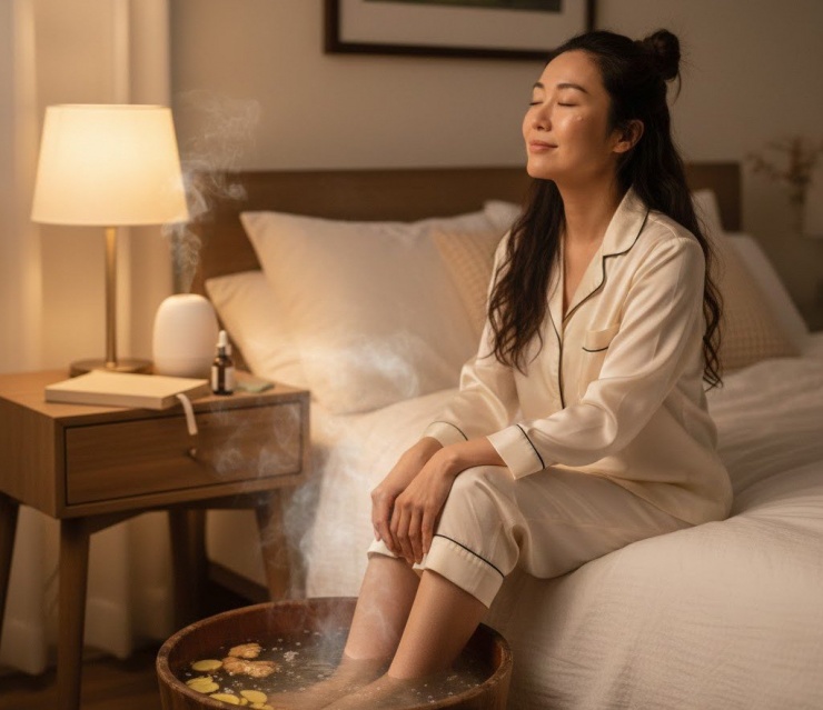 Ngâm chân với nước gừng ấm và muối sẽ giúp bạn dễ đi vào giấc ngủ hơn...