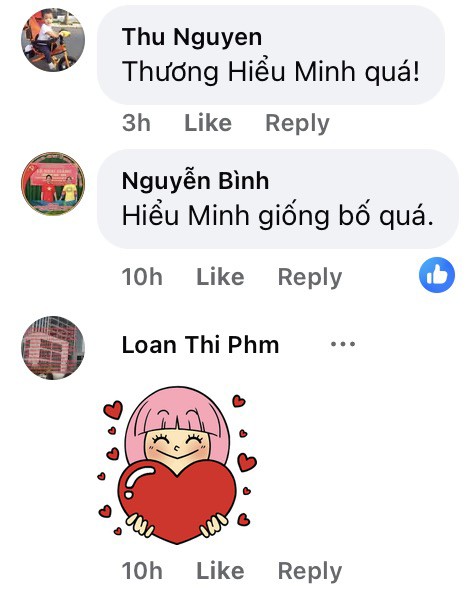 Một số bình luận của cộng đồng mạng gửi tới Hiểu Minh và gia đình.