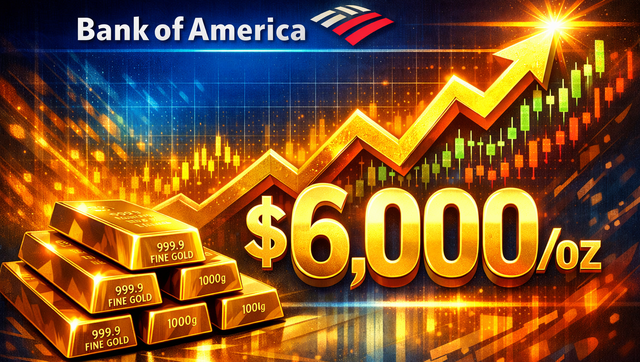 Bank of America dự đoán giá vàng lên mức 6.000 USD vào giai đoạn cuối 2026 (ảnh minh họa).