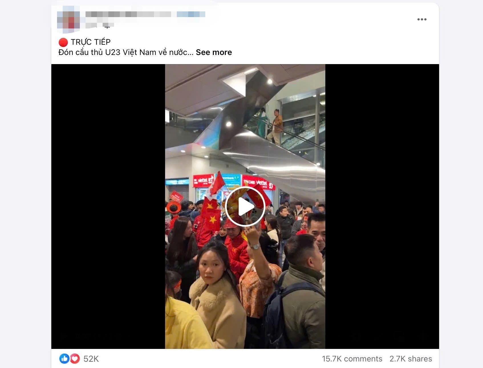 Nhiều fanpage trực tiếp cảnh đón U23 Việt Nam.