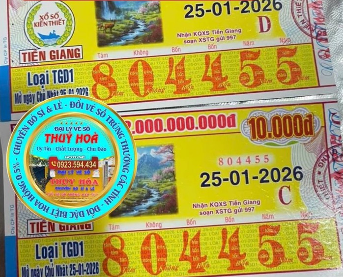 Giải độc đắc của vé số Tiền Giang cũng trúng tại TPHCM. Ảnh: ĐLVS Thúy Hòa