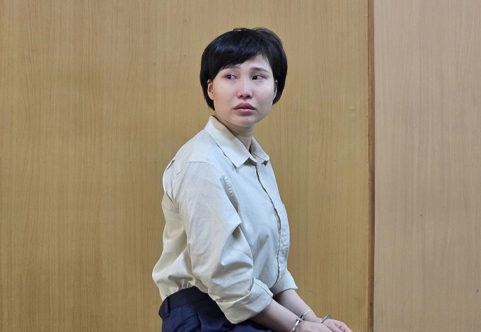 Bị cáo Phan Thị Mộng Quyền tại tòa hôm nay. Ảnh: Bình Nguyên