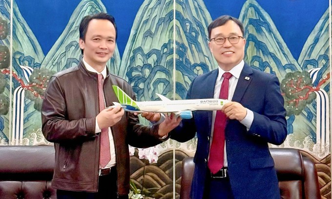 Ông Trịnh Văn Quyết tại cuộc gặp Đại sứ Hàn Quốc tại Việt Nam. Ảnh: FLC