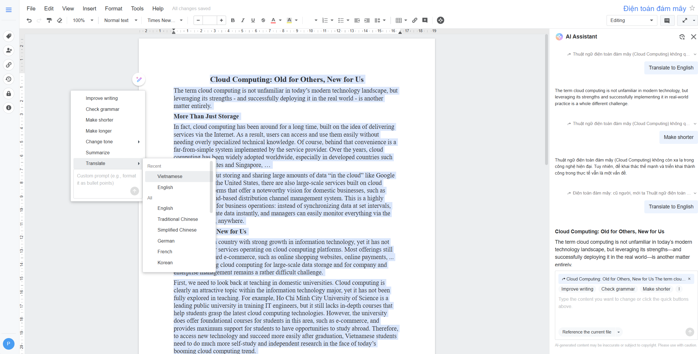 AI hỗ trợ xử lý tài liệu.
