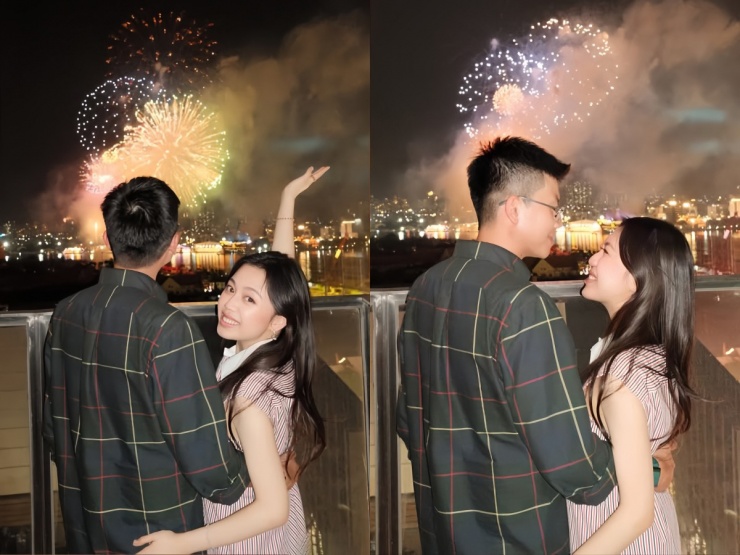 Quấn quýt không rời trong bữa tiệc countdown đón năm mới 2026, đôi vợ chồng son tạo dấu ấn phong cách riêng nhưng đều lựa chọn họa tiết kẻ.